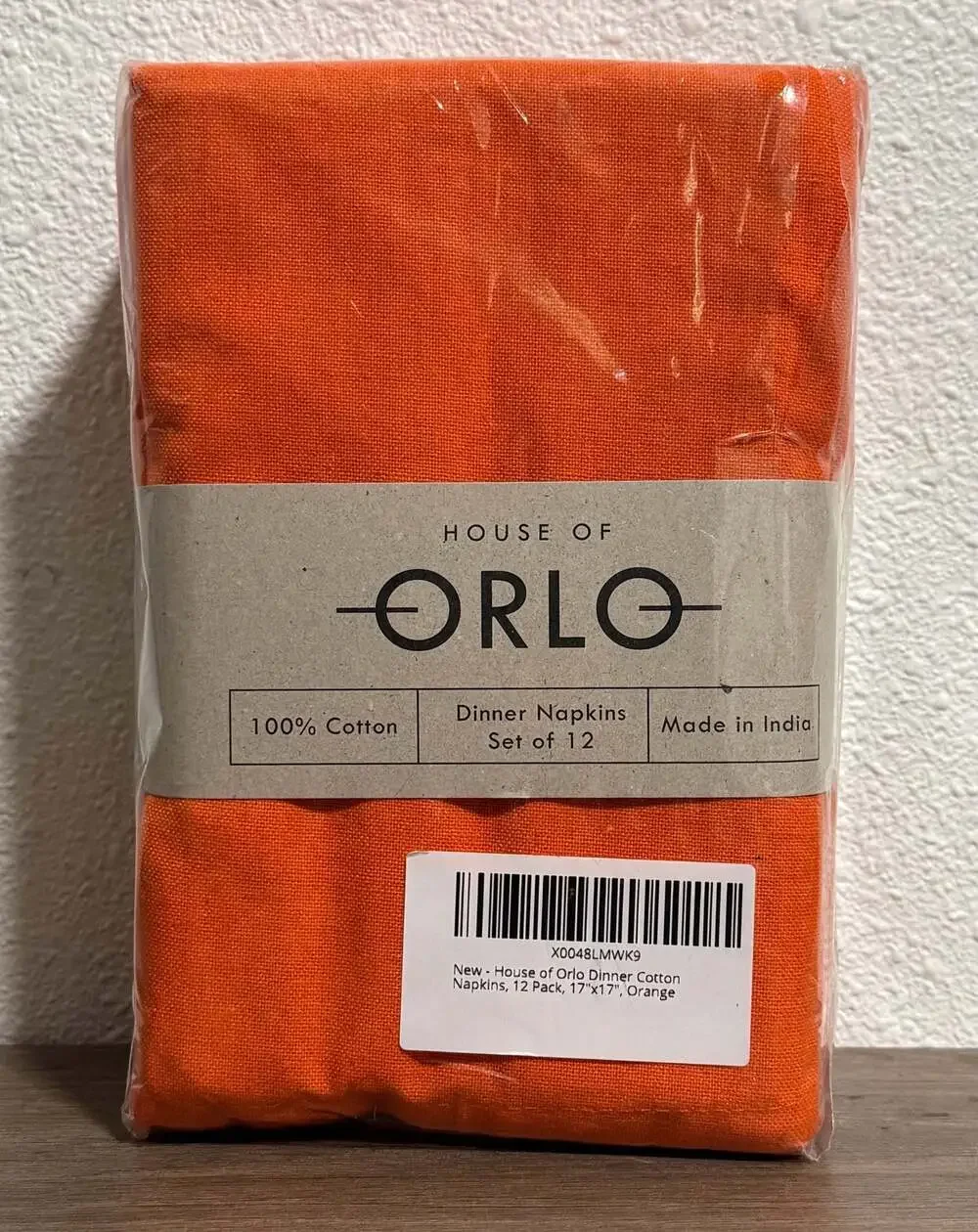 House of Orlo 100% Cotton Dinner Napkins, 12-Pack, 17